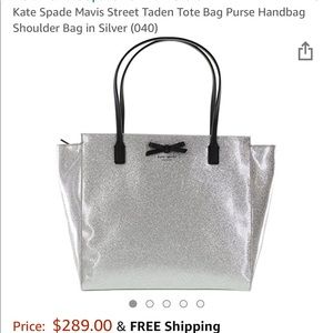 kate spade tote bag in silver NWT